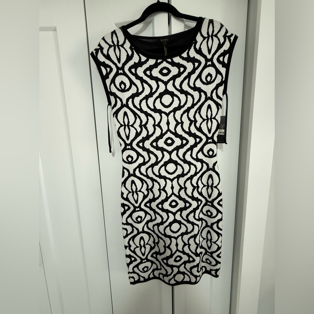 Laundry By Shelli Segal Black and White Geometric Mini Dress